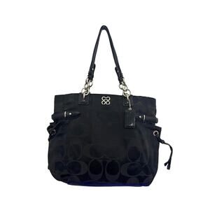 Coach Signature Collette Black Jacquard Tote Shoulder Handbag
